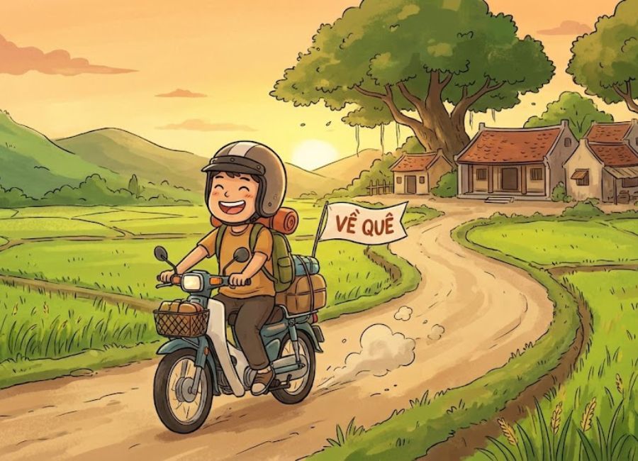 về quê bằng xe máy
